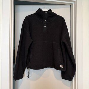 The North Face black oversized 1/4 button fleece pullover jacket size Large
